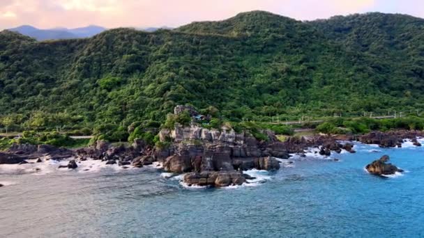 Beiguan Tidal Park Στη Βορειοανατολική Ακτή Της Ταϊβάν New Taipei — Αρχείο Βίντεο