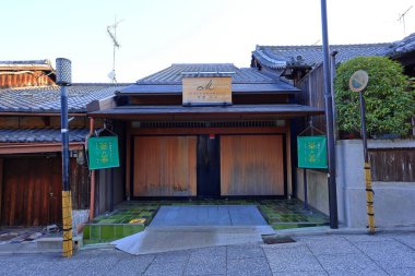  Kiyomizu-dera tapınağı yakınlarındaki geleneksel binalar, Kiyomizu 'daki bir Budist Tapınağı, Higashiyama Ward, Kyoto Japonya.