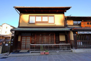 Kiyomizu-dera tapınağı yakınlarındaki geleneksel binalar, Kiyomizu 'daki bir Budist Tapınağı, Higashiyama Ward, Kyoto Japonya.