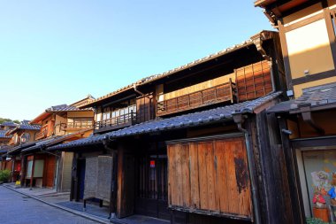  Kiyomizu-dera tapınağı yakınlarındaki geleneksel binalar, Kiyomizu 'daki bir Budist Tapınağı, Higashiyama Ward, Kyoto Japonya.