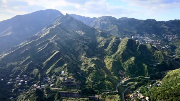 Vue Sur Montagne Jinguashi Région Jiufen Une Destination Touristique Populaire — Video