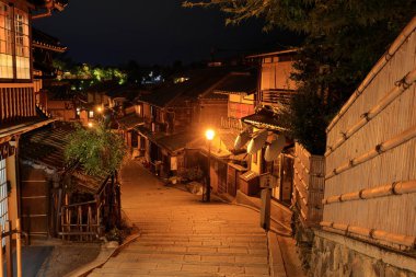  Kiyomizu-dera tapınağı yakınlarındaki geleneksel binalar, Kiyomizu 'daki bir Budist Tapınağı, Higashiyama Ward, Kyoto Japonya.