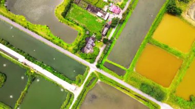 Doğu Tayvan 'daki Hualien' da bulunan Aquafarm (balıkçı havuzu) hava manzarası