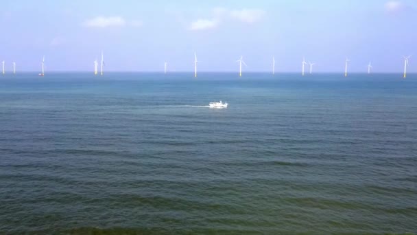 Costeira Offshore Windmill Fazenda Perto Miaoli County Zhunan Township Taiwan — Vídeo de Stock