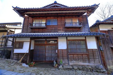 Tsumago-juku, Japonya 'nın Nagiso, Kiso Bölgesi, Nagano, Japonya' daki feodal bir güzergah üzerinde Rustik bir durak.