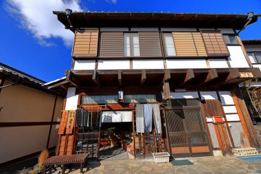 Tsumago-juku, Japonya 'nın Nagiso, Kiso Bölgesi, Nagano, Japonya' daki feodal bir güzergah üzerinde Rustik bir durak.