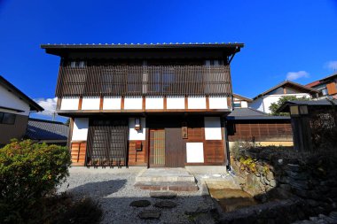 Tsumago-juku, Japonya 'nın Nagiso, Kiso Bölgesi, Nagano, Japonya' daki feodal bir güzergah üzerinde Rustik bir durak.