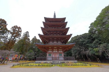 Daigo-ji Tapınağı 5 katlı bir Budist tapınağı, Daigohigashiojicho, Fushimi Ward, Kyoto, Japonya 
