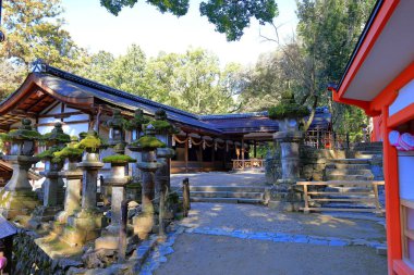  Kasuga Taisha, Kasuganocho, Nara, Japonya 'da feneri olan bir Shinto tapınağı.