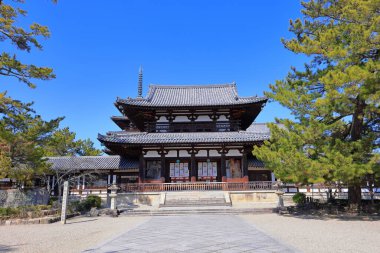 Horyu-ji, a Buddhist temple with world's oldest wooden buildings at Horyuji, Sannai, Ikaruga, Ikoma, Nara, Japan  clipart