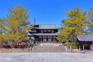 Horyu-ji, dünyanın en eski ahşap binaları Horyuji, Sannai, Ikaruga, Ikoma, Nara, Japonya 'daki Budist tapınağı. 