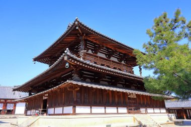 Horyu-ji, a Buddhist temple with world's oldest wooden buildings at Horyuji, Sannai, Ikaruga, Ikoma, Nara, Japan  clipart