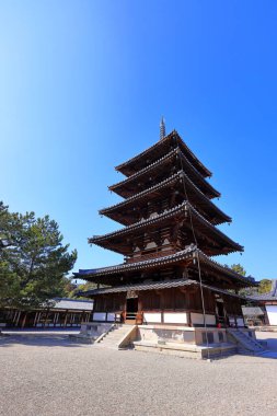 Horyu-ji, dünyanın en eski ahşap binaları Horyuji, Sannai, Ikaruga, Ikoma, Nara, Japonya 'daki Budist tapınağı. 