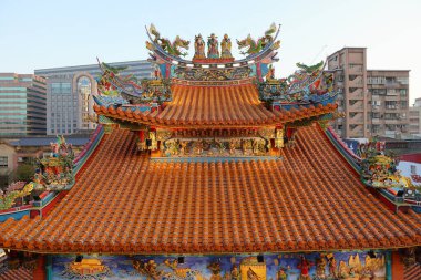  Songshan Ciyou Temple with ornate architectural details, Taoist and Buddhist at Bade Road, Songshan District, Taipei, Taiwan clipart