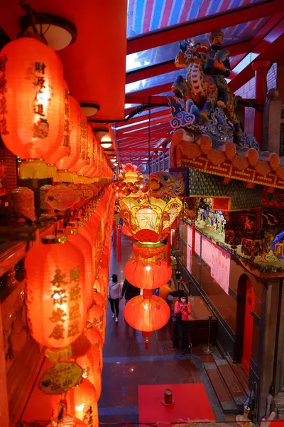 stock image  Songshan Ciyou Temple with ornate architectural details, Taoist and Buddhist at Bade Road, Songshan District, Taipei, Taiwan