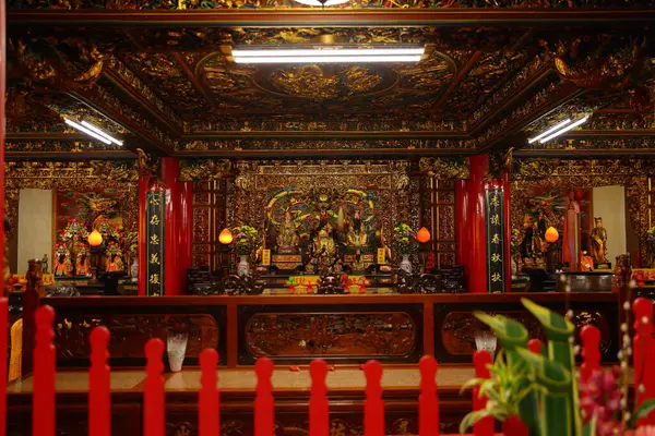 stock image  Songshan Ciyou Temple with ornate architectural details, Taoist and Buddhist at Bade Road, Songshan District, Taipei, Taiwan