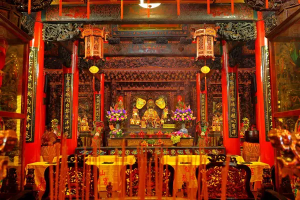 stock image  Songshan Ciyou Temple with ornate architectural details, Taoist and Buddhist at Bade Road, Songshan District, Taipei, Taiwan