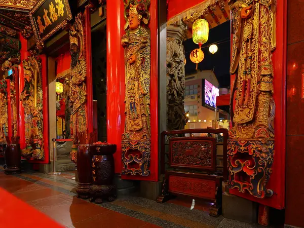 stock image  Songshan Ciyou Temple with ornate architectural details, Taoist and Buddhist at Bade Road, Songshan District, Taipei, Taiwan