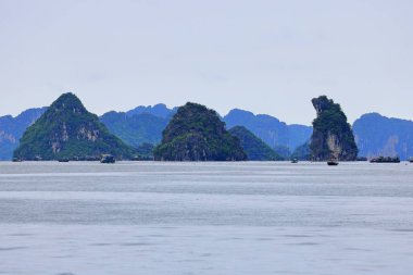 Ha Long Bay, Thanh pho Ha Long 'daki kireçtaşı adaları, Quang Ninh, Vietnam