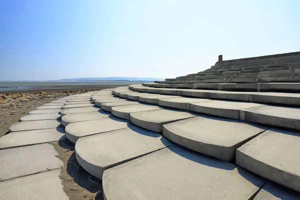 stock image Nanliao Stairway, a chunky, fish-scale stone steps to the water at Xingang Rd, Hsinchu, Taiwan