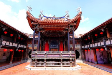 Wufeng Lin aile bahçesi Wufeng Bölgesi, Taichung, Tayvan 'da zarif bir konak ve klasik Çin bahçe mimarisi.