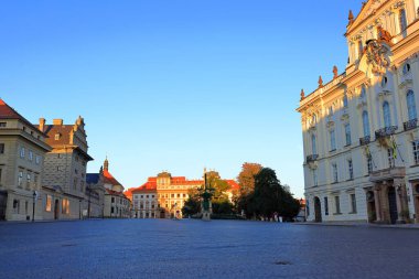 Hradcany Square (Hradcanske namesti) located in Prague Castle, Prague Czech (Prazsky hrad, Praha, Czechia) clipart