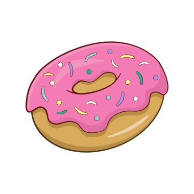 Pembe çörek izole edilmiş. Vektör. Çizgi film