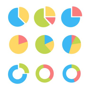 Renkli pasta grafiği simgeleri. Vektör illüstrasyonu