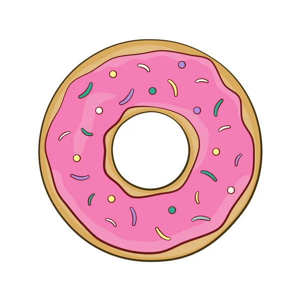 Donut Rosa Isolado Vector Desenhos Animados — Vetor de Stock