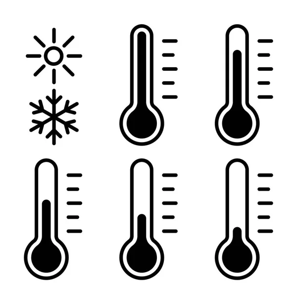 Set Temperature Icons Warm Cold Symbol Vector Illustration — Stock Vector
