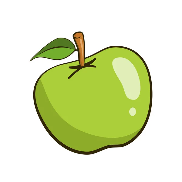 Grüner Apfel Vektor Karikatur — Stockvektor