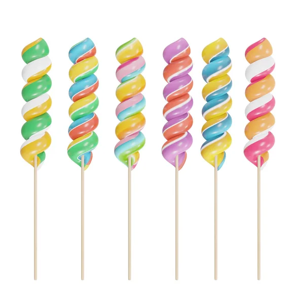 Swirl Lollipop Isolated White Background Render — Stock Photo, Image