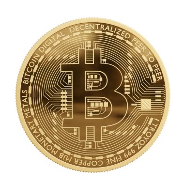 Bitcoin beyaz arkaplanda izole edildi.