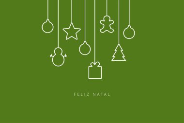 Portekiz 'de Mutlu Noeller Feliz Natal. Kart kalıbı. Vektör illüstrasyonu