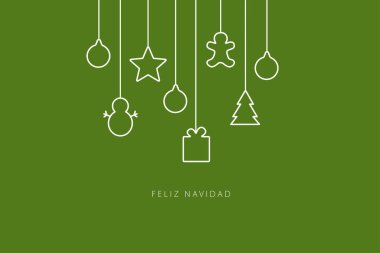 İspanyol Feliz Navidad 'da mutlu Noeller. Kart kalıbı. Vektör illüstrasyonu