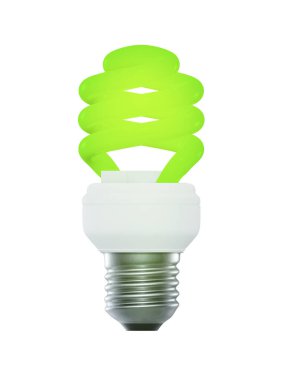 Yeşil ampul, çevre dostu. Beyaz arka planda izole edilmiş. 3B Hazırla