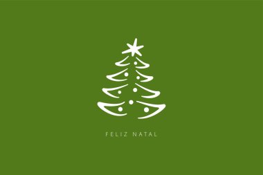 Portekiz 'de Mutlu Noeller Feliz Natal. Kart kalıbı. Vektör illüstrasyonu
