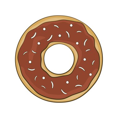 Çikolatalı çörek. Vektör çizimi. Çizgi film