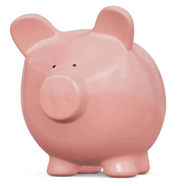 Banco Piggy Rosa Isolado Fundo Branco Renderizar — Fotografia de Stock