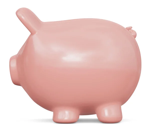 Banco Piggy Rosa Isolado Fundo Branco Renderizar — Fotografia de Stock