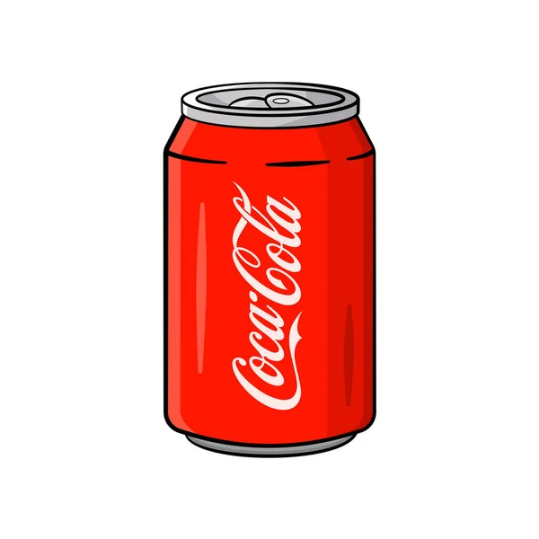 Классическая Банка Кока Колы Векторная Иллюстрация Мультфильм — стоковый вектор