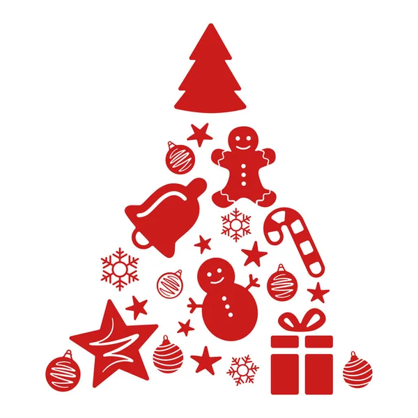 Christmas Tree Made Ornaments Vector Illustration — Stock Vector