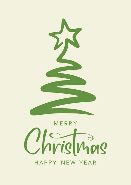 Cartão Com Árvore Natal Feliz Natal Feliz Ano Novo Ilustração —  Vetores de Stock
