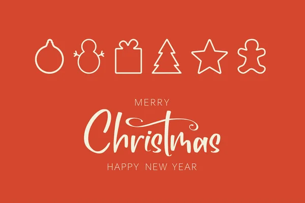 Cartão Com Letras Decorações Natal Feliz Natal Feliz Ano Novo —  Vetores de Stock