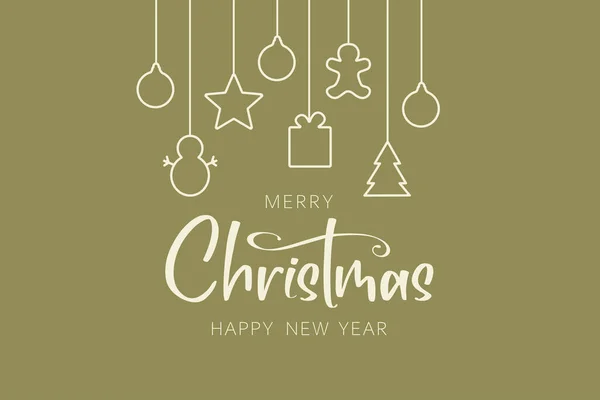 Cartão Com Letras Decorações Natal Feliz Natal Feliz Ano Novo —  Vetores de Stock