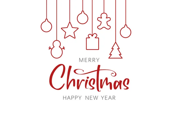 Tarjeta Con Letras Decoraciones Navideñas Feliz Navidad Feliz Año Nuevo — Vector de stock