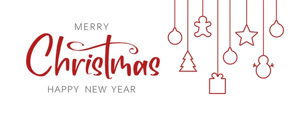 Banner Com Letras Decorações Natal Feliz Natal Feliz Ano Novo —  Vetores de Stock
