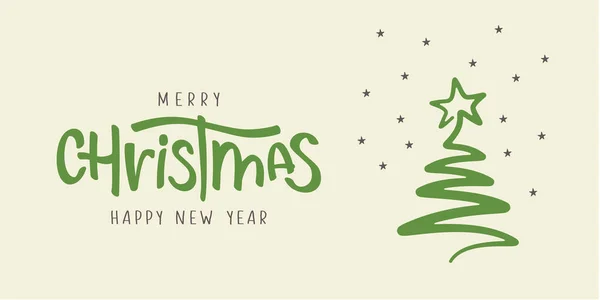 Cartão Com Árvore Natal Feliz Natal Feliz Ano Novo Ilustração —  Vetores de Stock