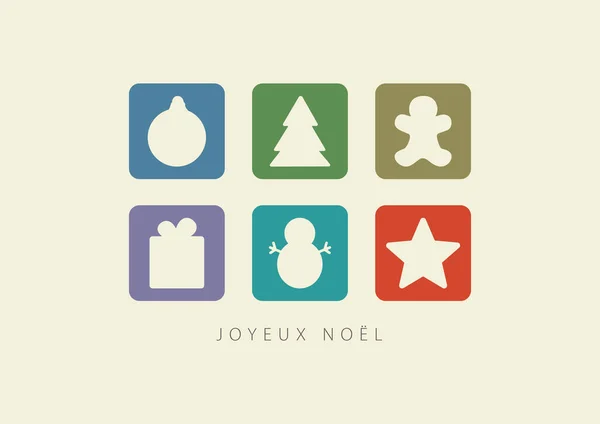 Carte Avec Décorations Noël Joyeux Noël Français Illustration Vectorielle — Image vectorielle