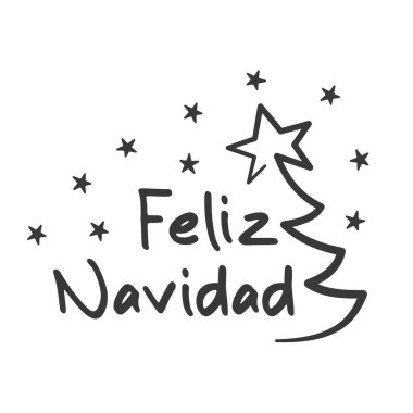 İspanyolca Mutlu Noeller (Feliz Navidad). Tebrik kartları, afişler, posterler için. Vektör illüstrasyonu